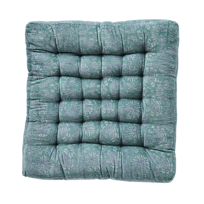 Samy Cotton Velvet Jade Woodblock Seat Cushion