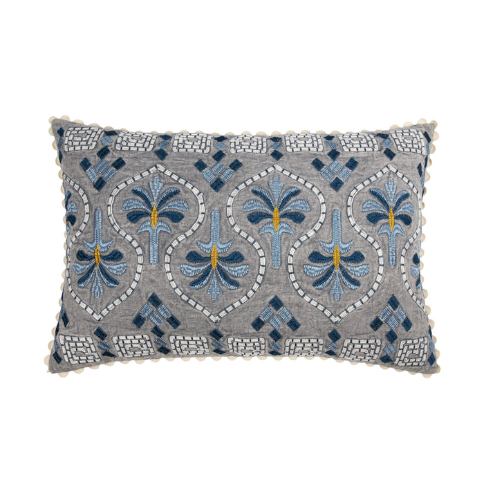 Luma Tile Embroidered Cushion Sky Blue 60x40cm