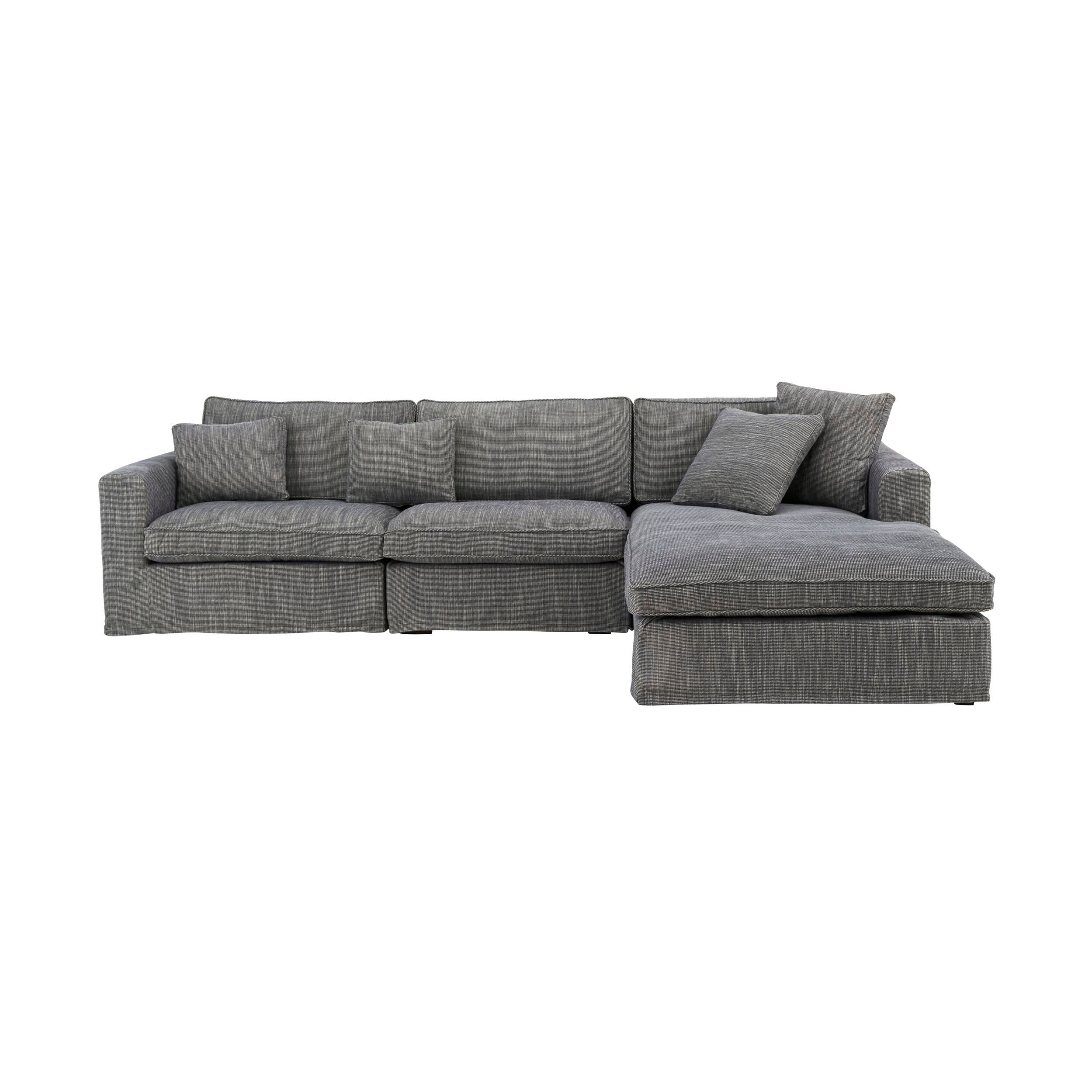 Huxley 3 Seater Blend Sofa with Right Chaise Charcoal Grey Weave C-001