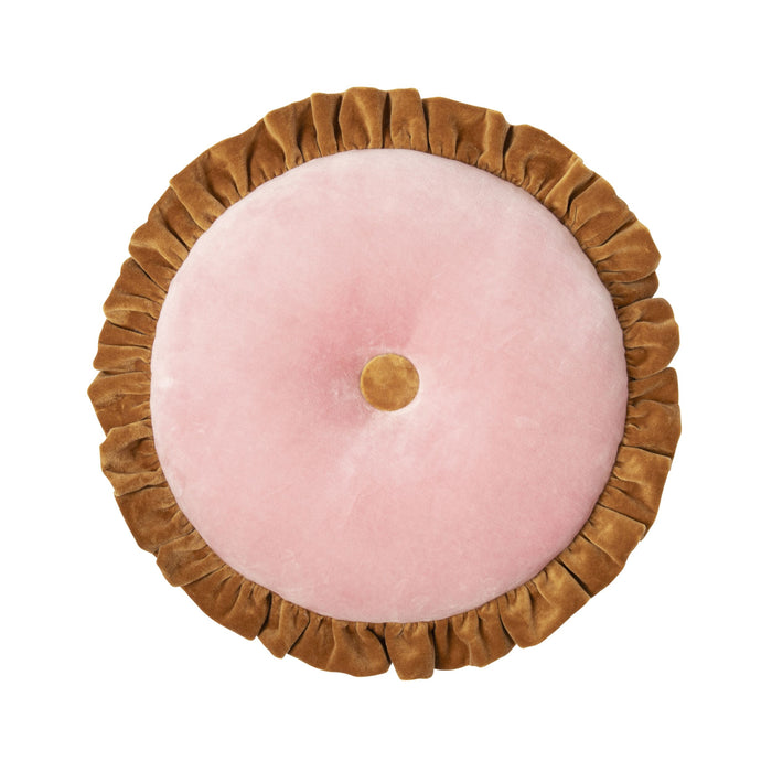 Wildkind Round Ruffle Velvet Cushion Honey Blush 40cm