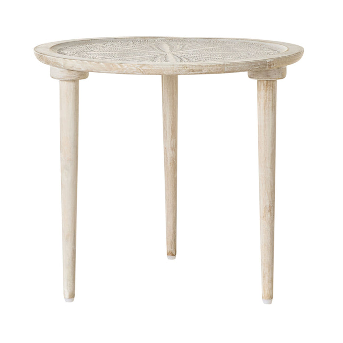 Pavan White Washed Wooden Side Table 48cm