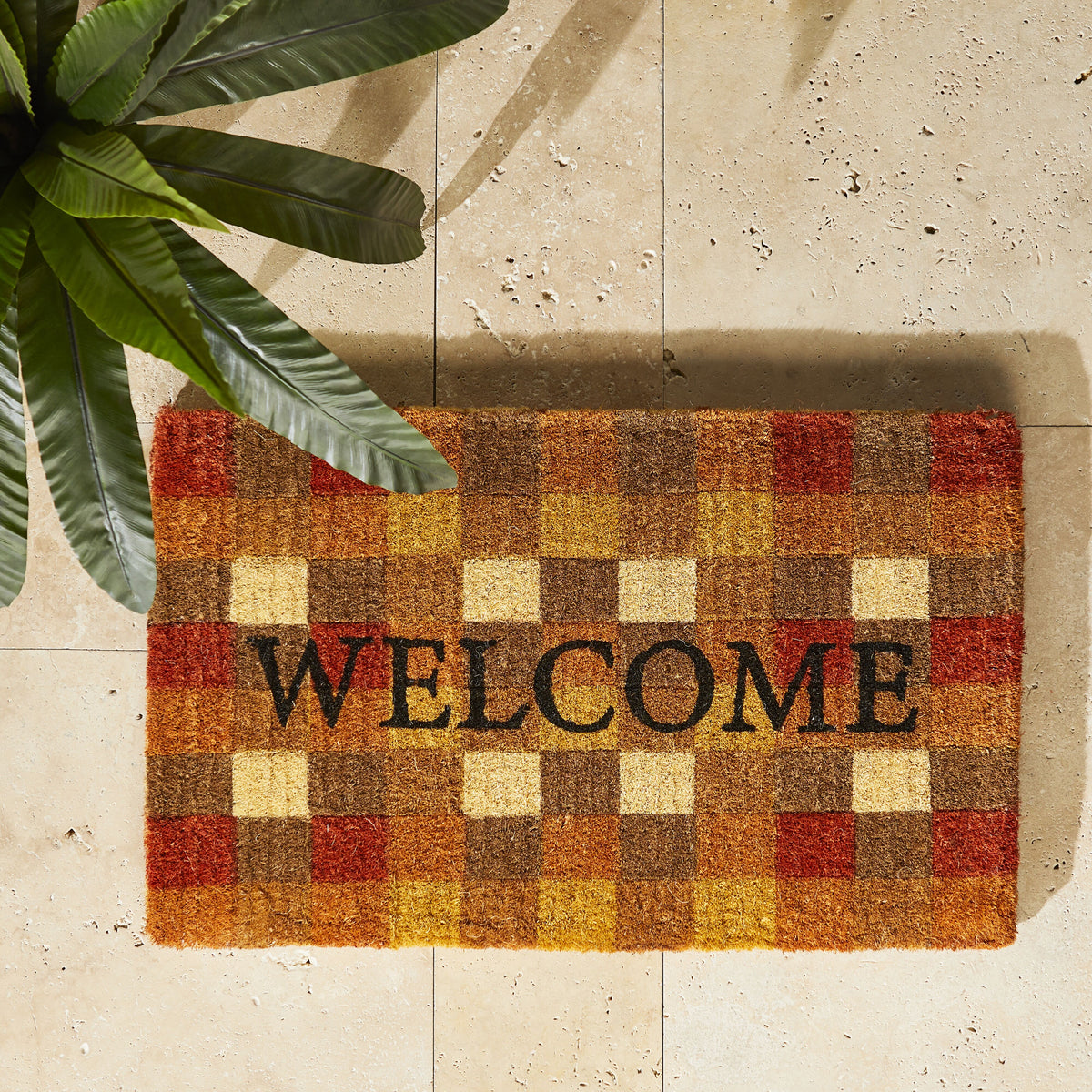 Gingham Coir Doormat 75x45cm Early Settler AU