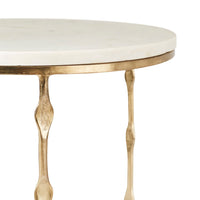 Iron Round Side Table With Marble Top 60cm