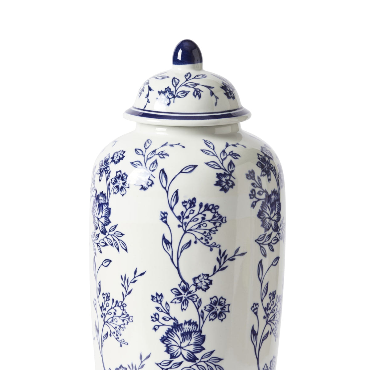 Claymont Flowers Tall Ginger Jar Blue And White 16X16X44.5cm Early