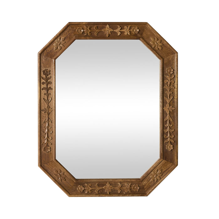 Santiago Flora Emboss Wooden Wall Mirror 76cm