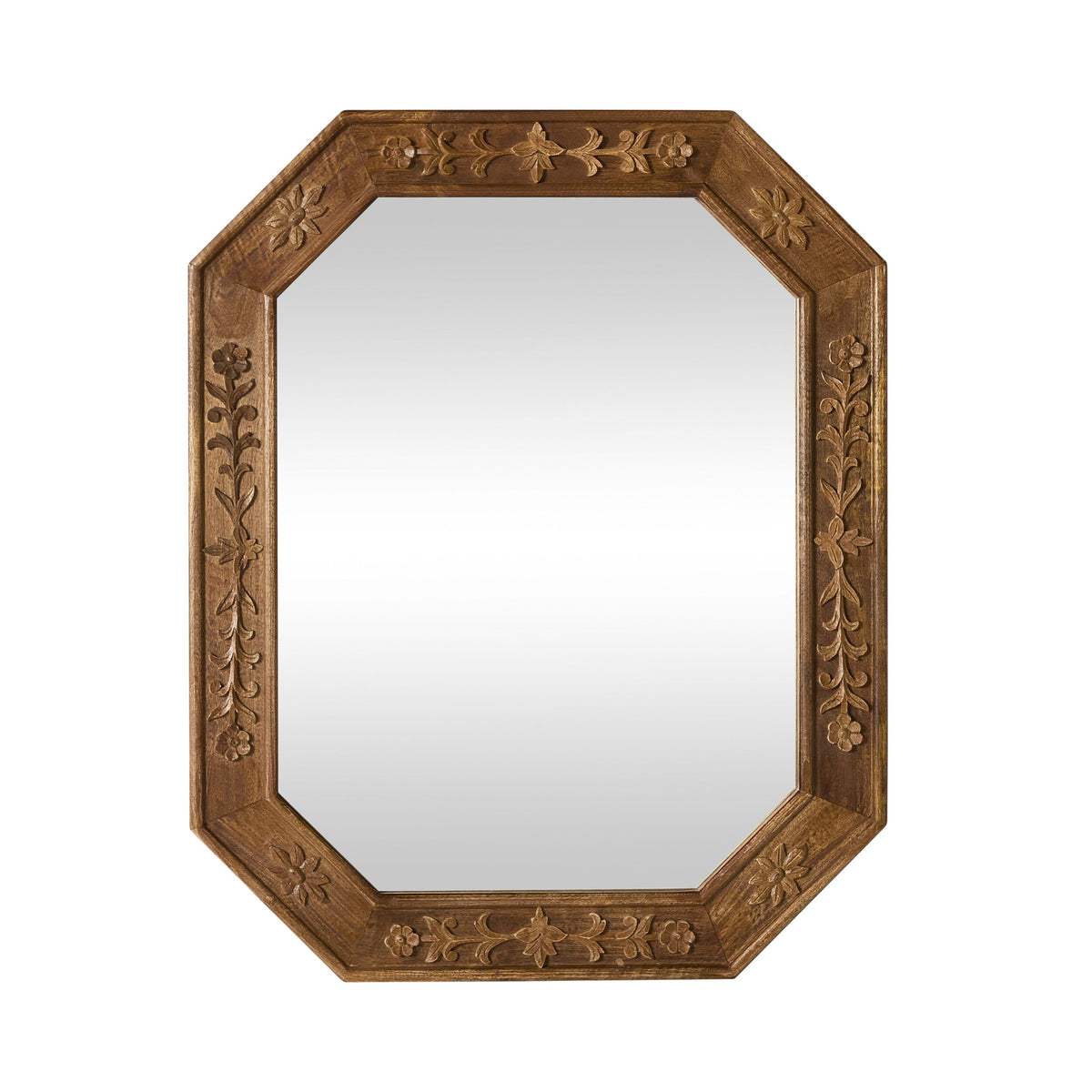 Santiago Flora Emboss Wooden Wall Mirror 76cm – Early Settler Australia