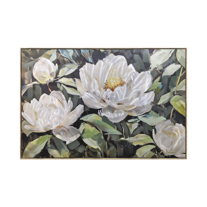 Metallic Peonies Framed Textured Print 150x100cm