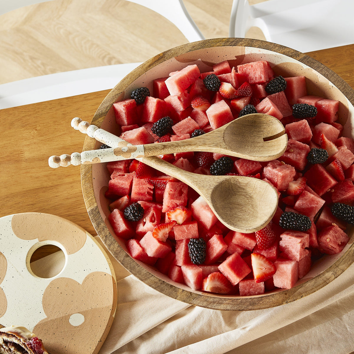 Posy Pink Mangowood Salad Servers 30x8x2cm Early Settler AU