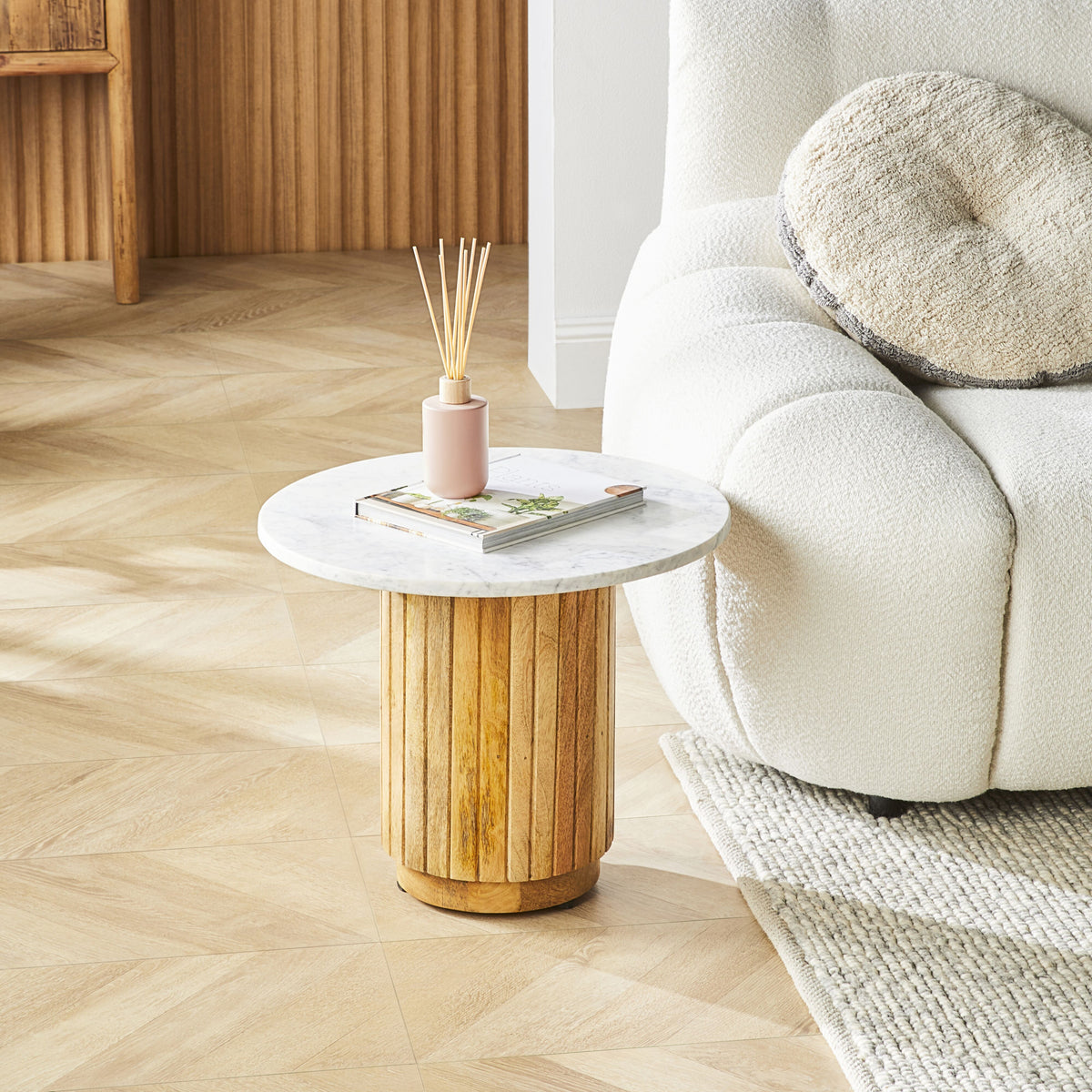 Cassius Side Table Round Marble Top White – Early Settler AU