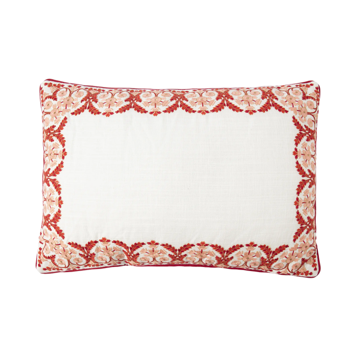 Stitch Rose Berry Embroidered Cushion 40x60cm
