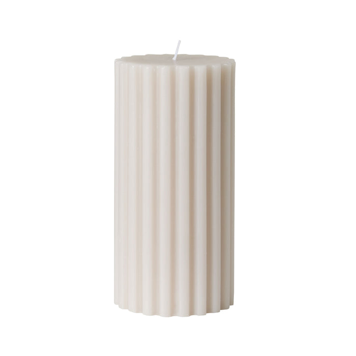 Wide Ribbed Pillar Candle Moonbeam 7.5x15cm