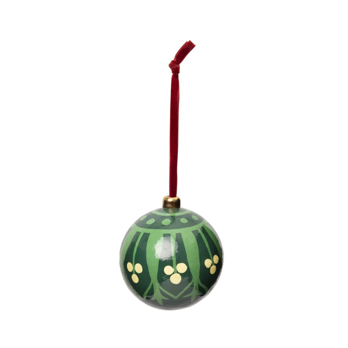 Heirloom Paper Mache Nouveau Round Christmas Ornament Forest