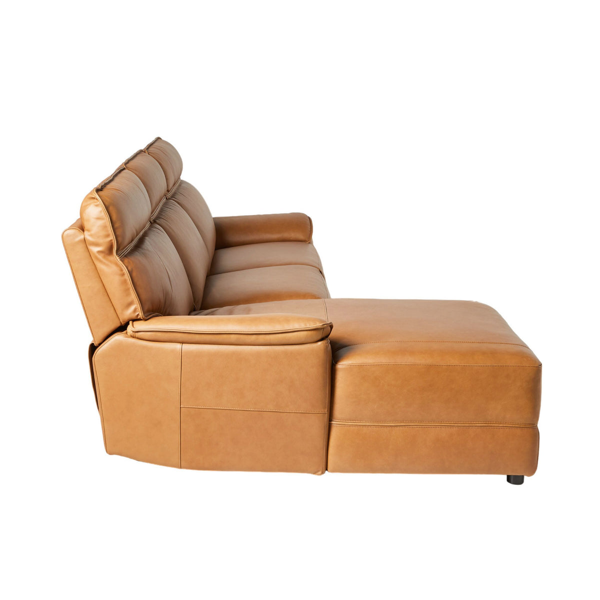 Dillon 3 Seater Leather Recliner Sofa with Left Chaise Light Chestnut