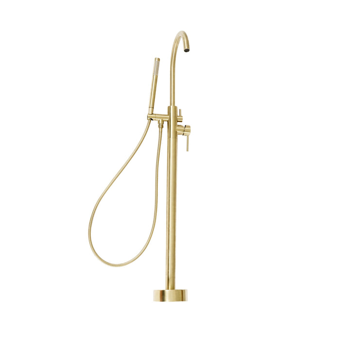 Finlay Floor Mounted Bath Mixer with Hand Shower Brushed Brass
