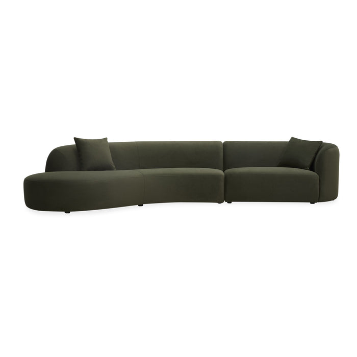 Wylder 4 Seater Curved Sofa Velvet Eucalyptus