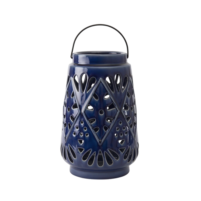 Cerulea Lattice Ceramic Lantern Ocean