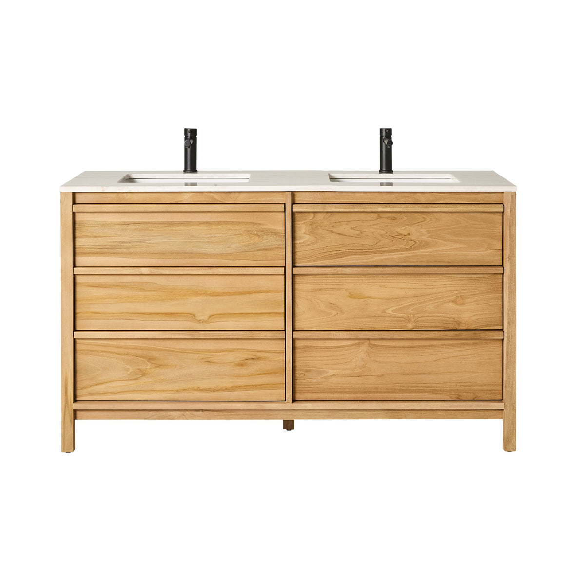 Oliver Double Bathroom Vanity Teak with Stone Top 1510mm Package — free download