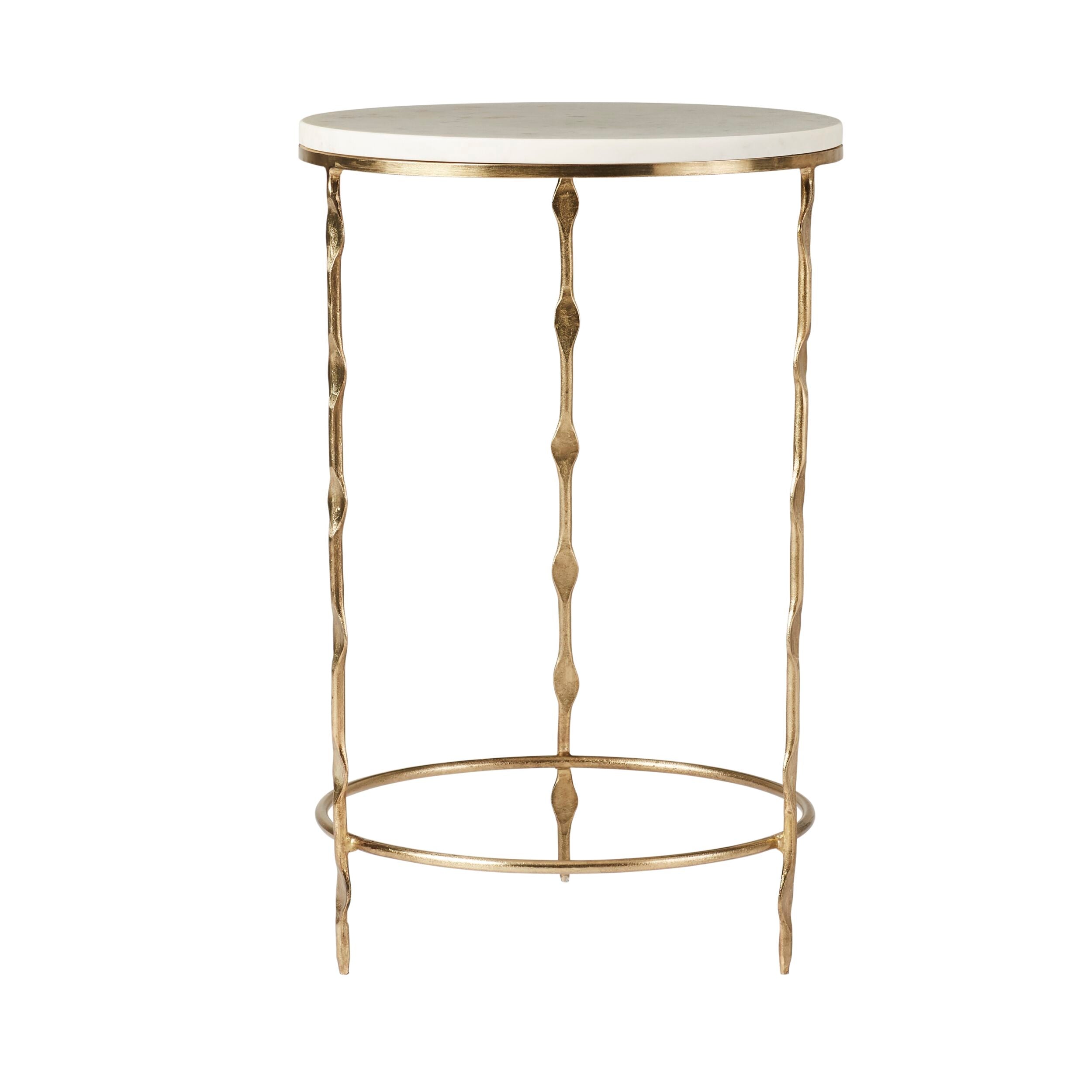 Iron Round Side Table With Marble Top 60cm