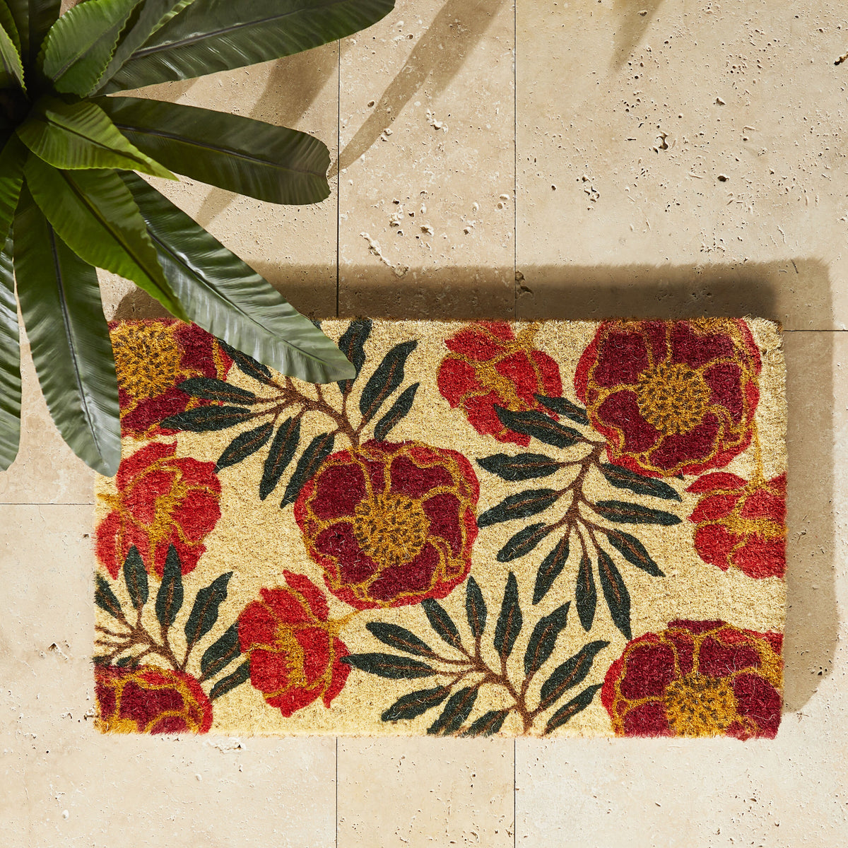 Blush Floral Coir Doormat 75x45cm Early Settler AU