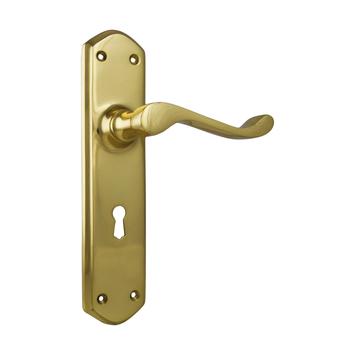 1043 Door Lever Windsor Lock Pair Polished Brass H200xP60xW45mm Early