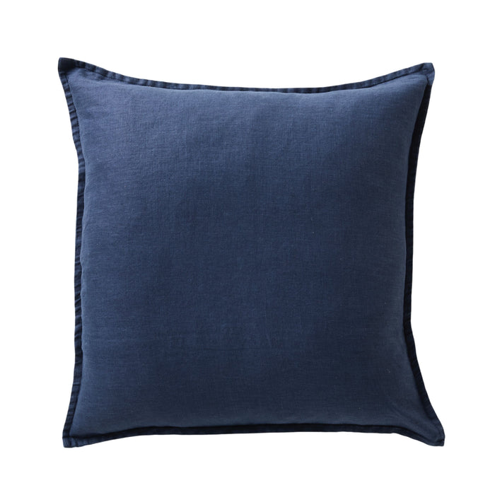 Hamptons French Linen Cushion Washed Navy 50x50cm