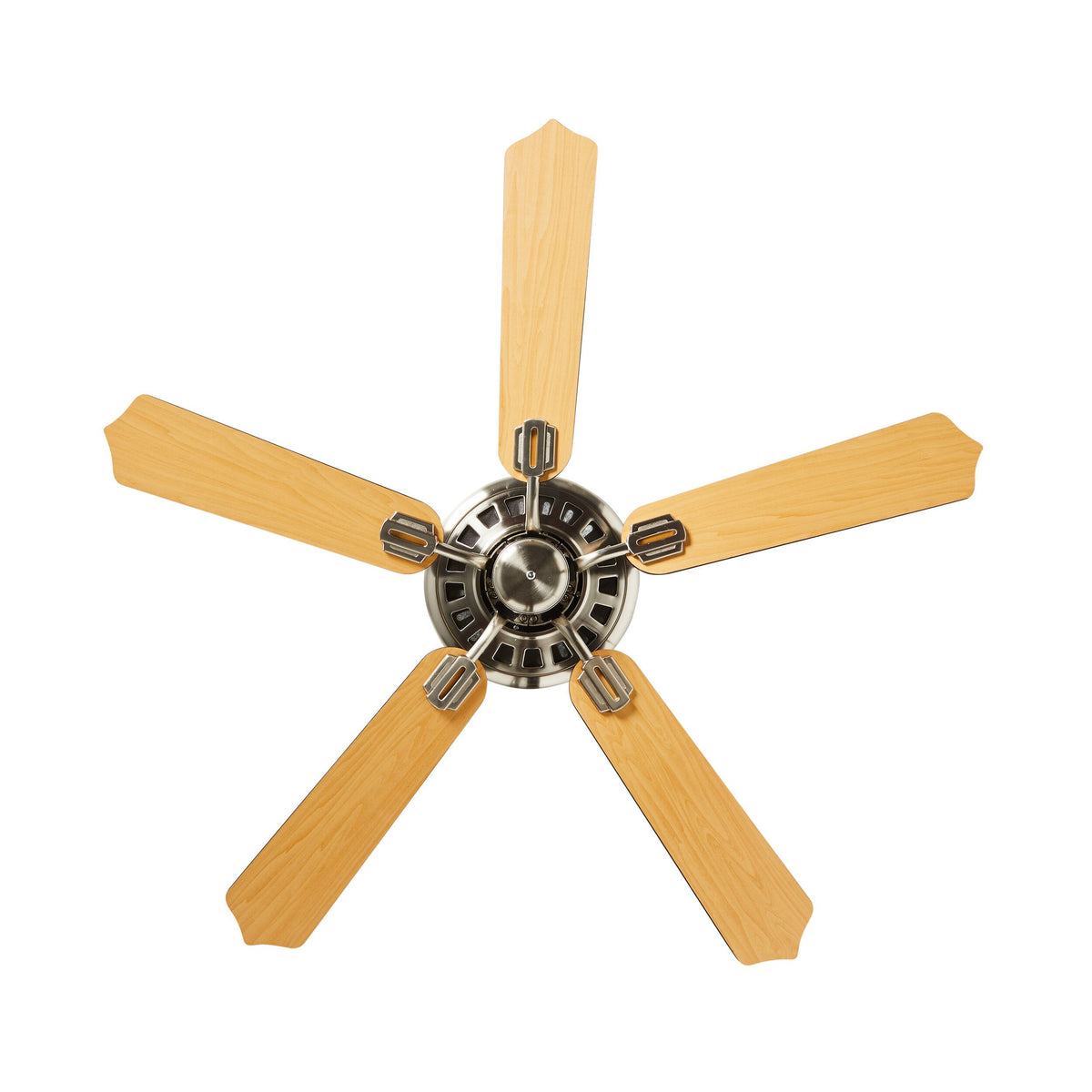 Portland Indoor AC Ceiling Fan Brushed Nickel Pale Oak or Black fini