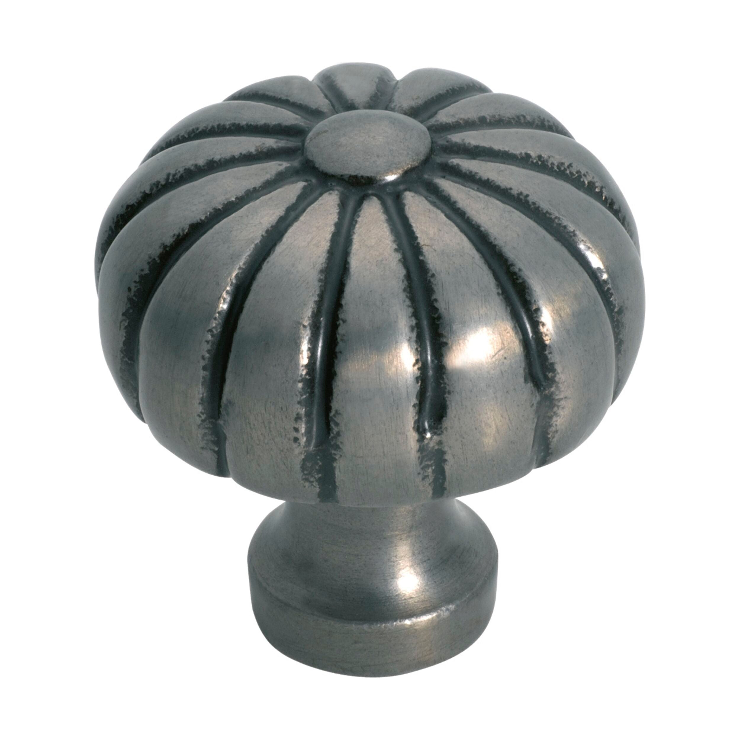 3707 Cupboard Knob Fluted Iron Polished Metal D38xP42mm