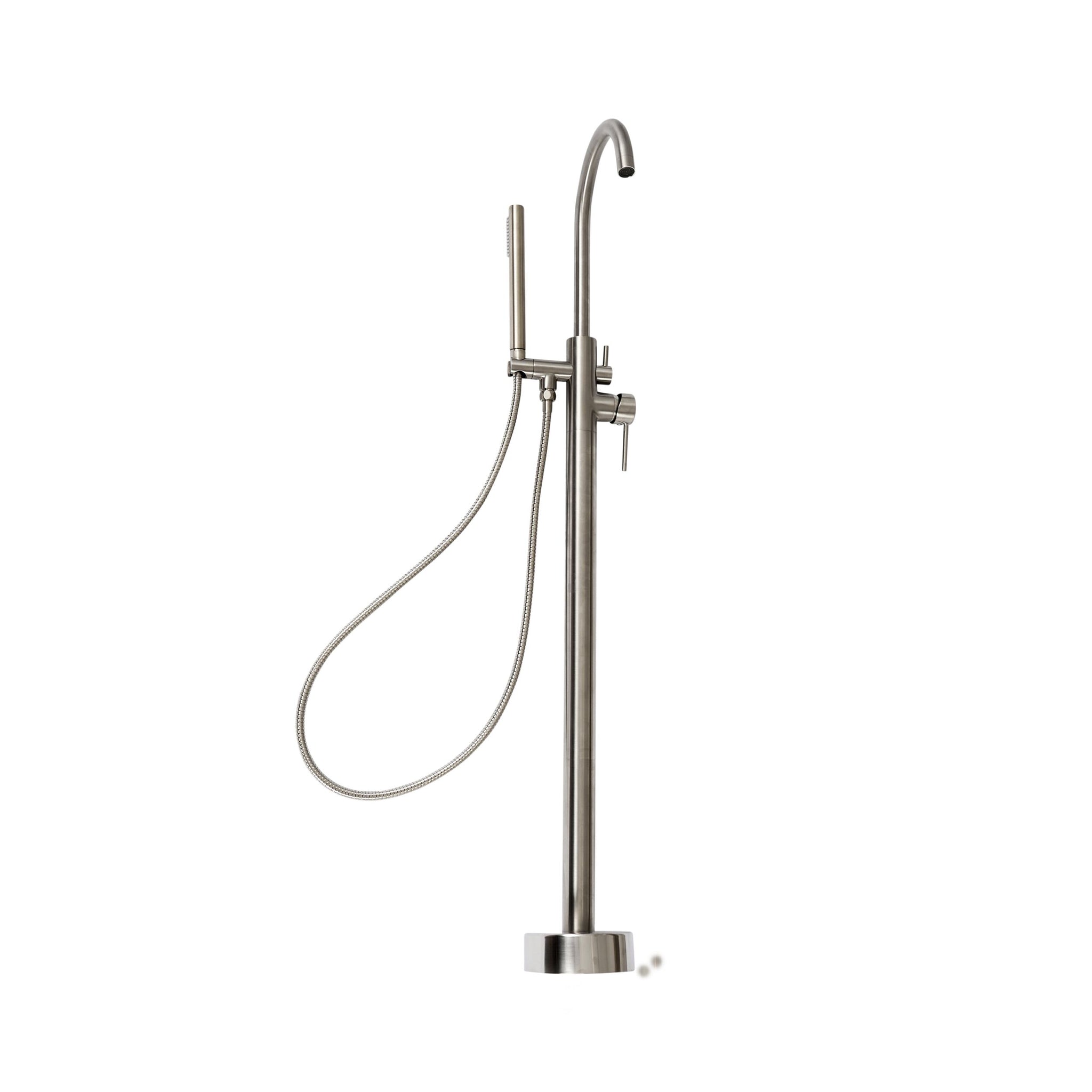 Finlay Floor Mounted Bath Mixer with Hand Shower Brushed Nickel