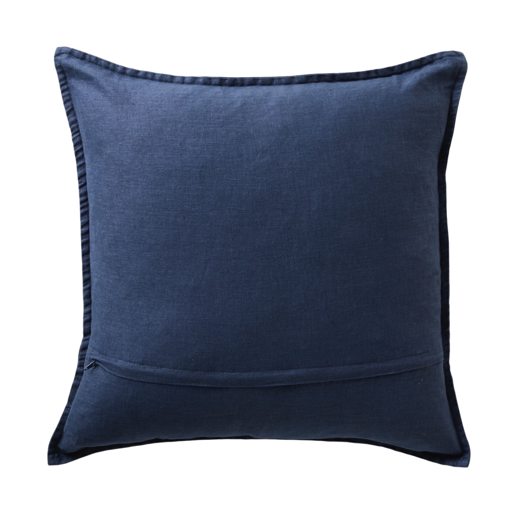 Hamptons French Linen Cushion Washed Navy 50x50cm