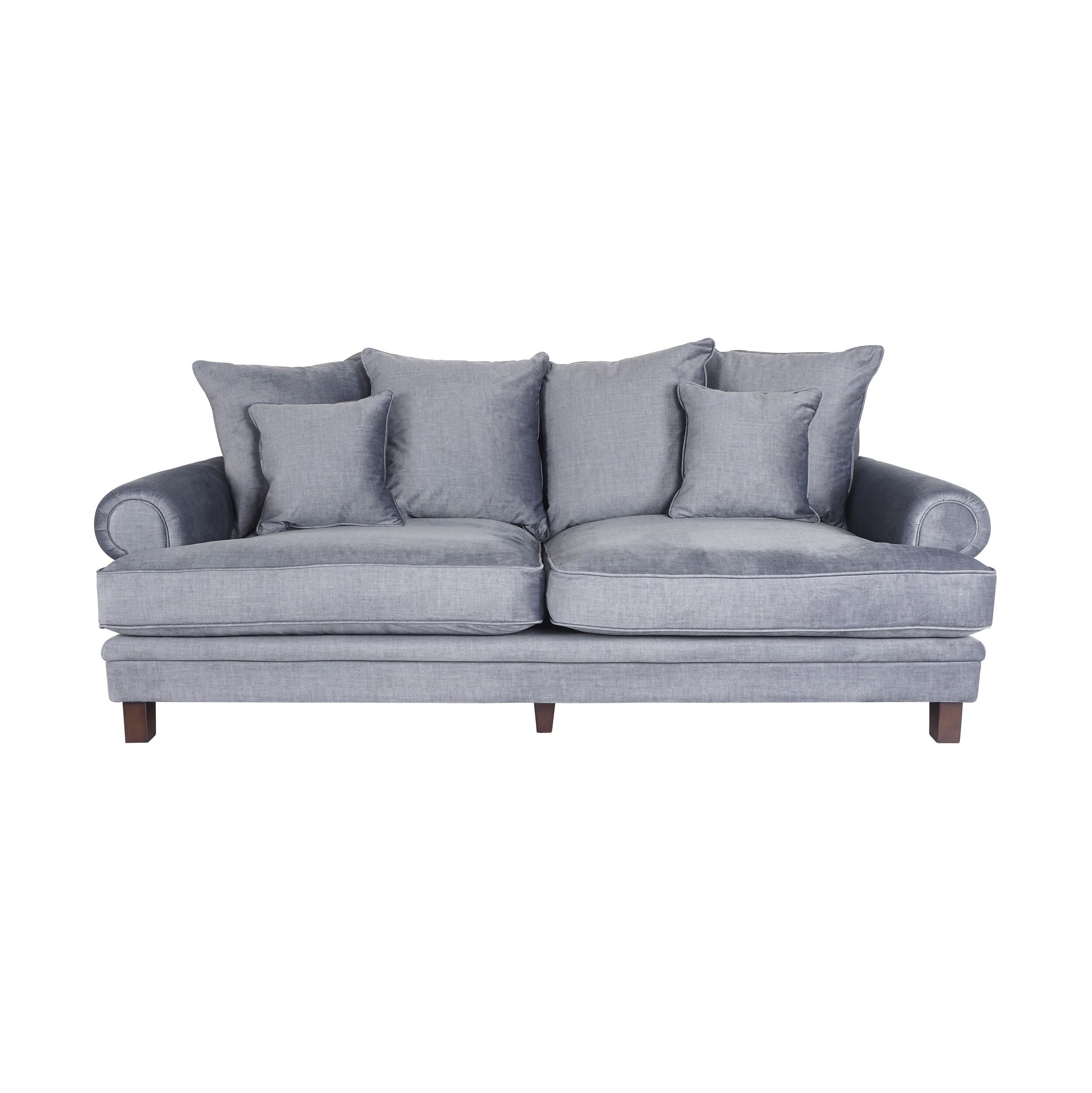 Lisette 3.5 Seater Extra-Deep Velvet Sofa Luxe Storm Grey C-012