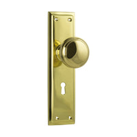 0721 Door Knob Milton Lock Pair Polished Brass H200xW50xP73mm