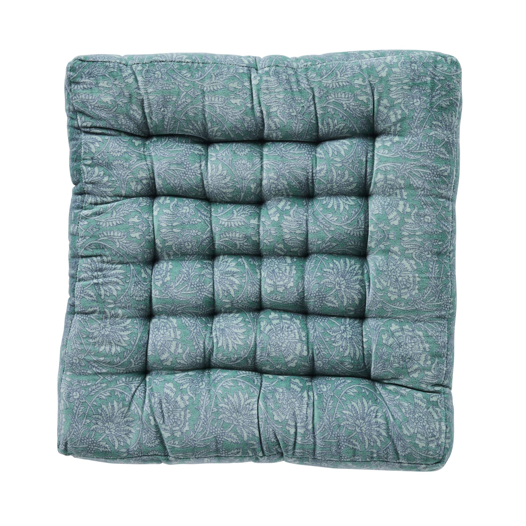 Samy Cotton Velvet Jade Woodblock Seat Cushion