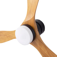 Portsea Hugger Indoor Ceiling Fan with LED Light & Remote - Black & Timber 112cm