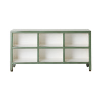 Sansha Low Pigeon Hole Bookcase Sage Green and White