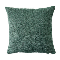 The Byron Boucle Cushion Forest 45x45cm, a square cushion in forest green, is shown against a white background to highlight its textured polyester boucle fabric.