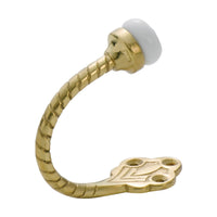 3975 Robe Hook Porcelain Tip Rope Polished Brass H60xP75mm