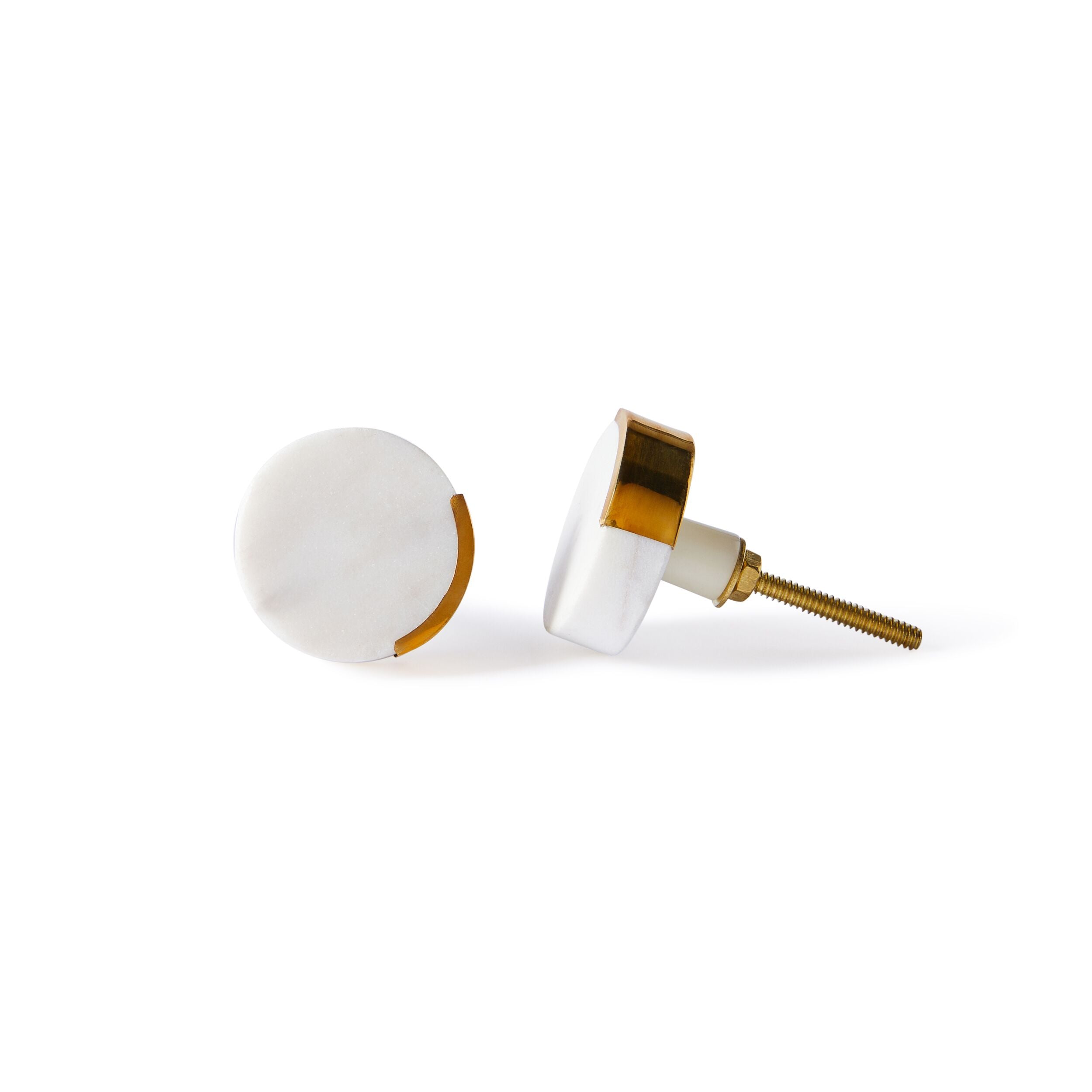 Ara White Round Knob with Trim 4cm