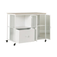 Nero Kitchen Island Bench with Drawer White 120cm