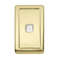 5852 Switch Flat Plate Rocker 1 Gang White Polished Brass H115xW72mm