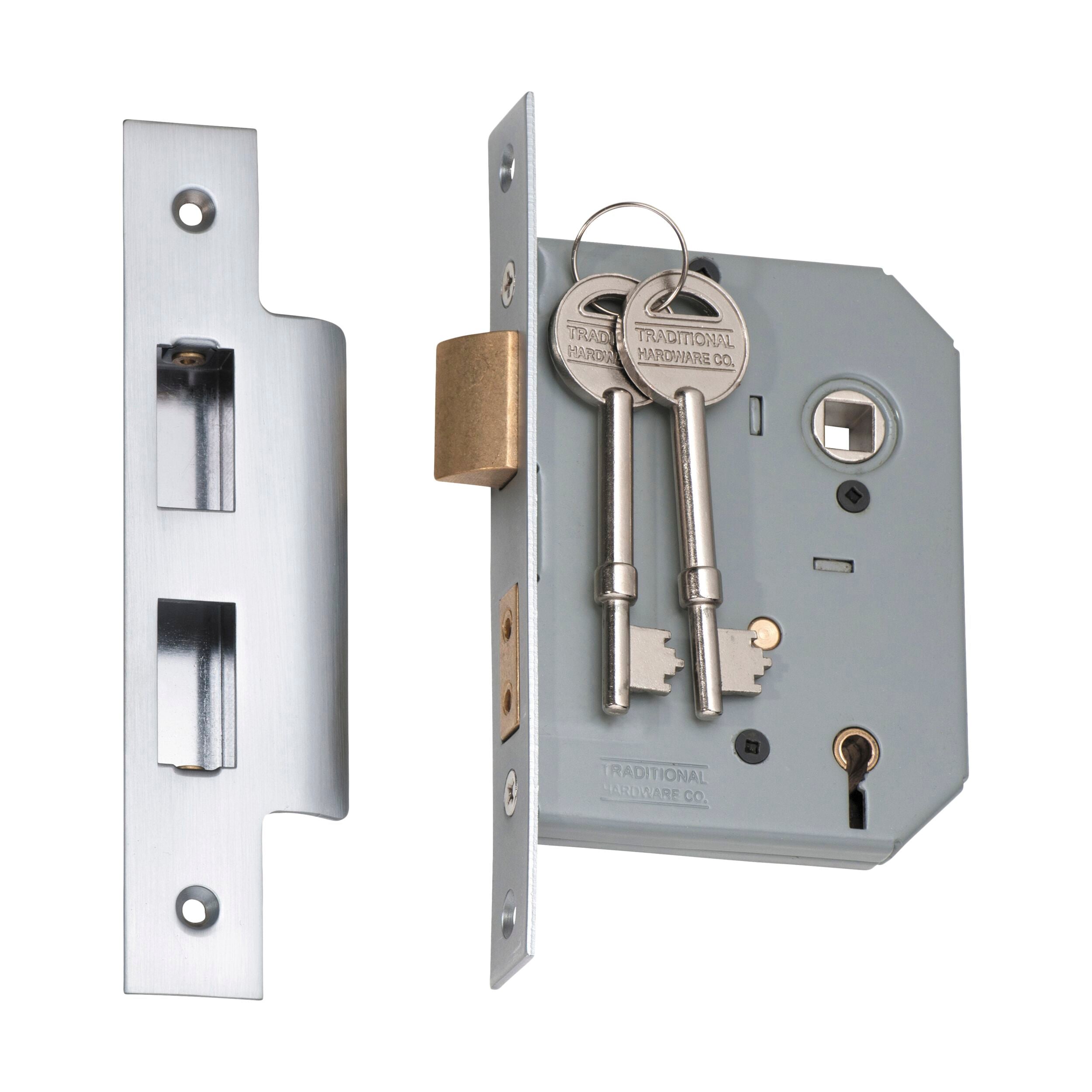 2175 Mortice Lock 5 Lever Satin Chrome CTC57mm Backset 57mm