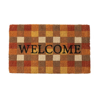 Gingham Welcome Coir Doormat 75x45cm