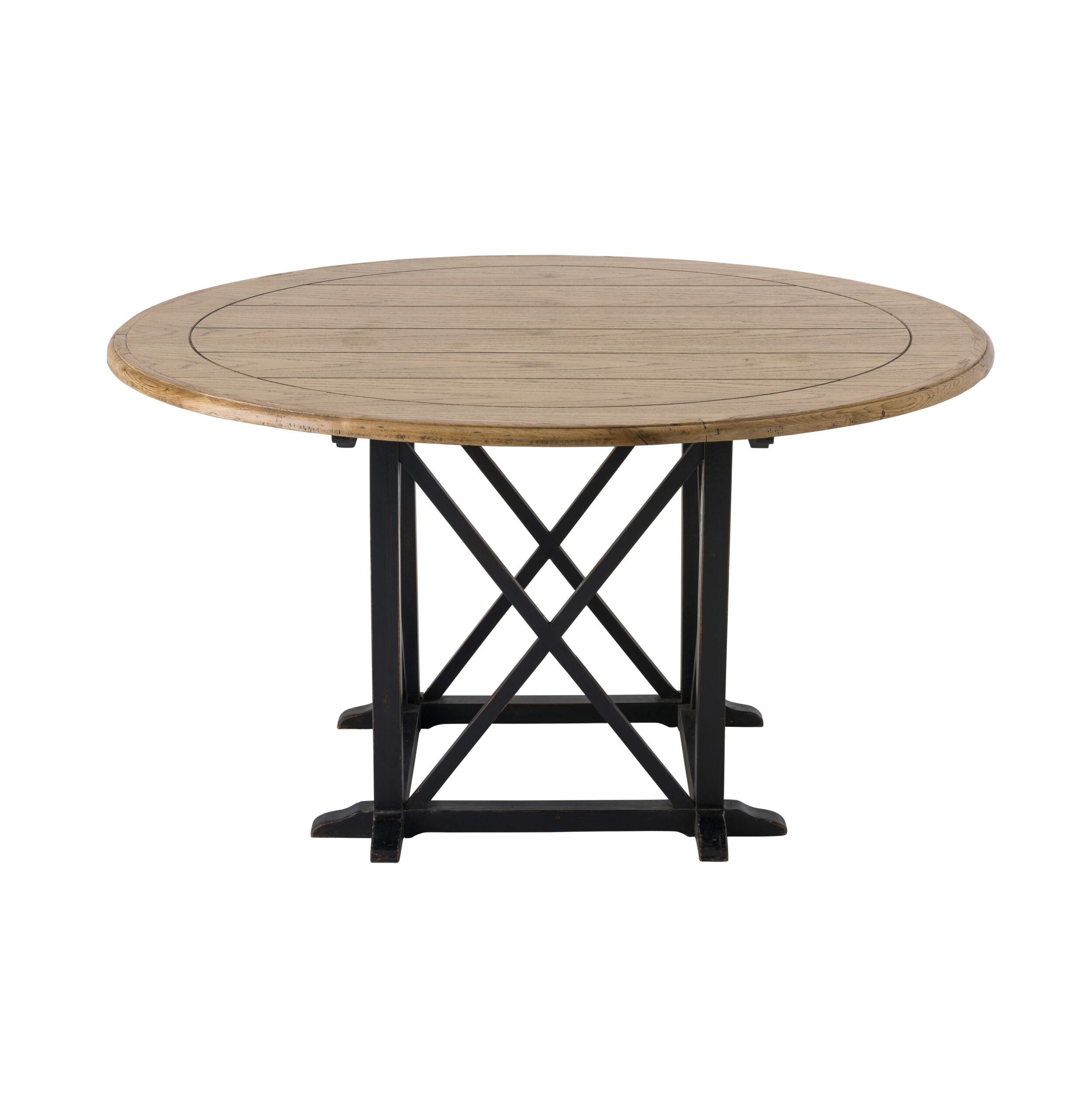 Provincial Oak Round Dining Table 1400mm Distressed Black - Image 1