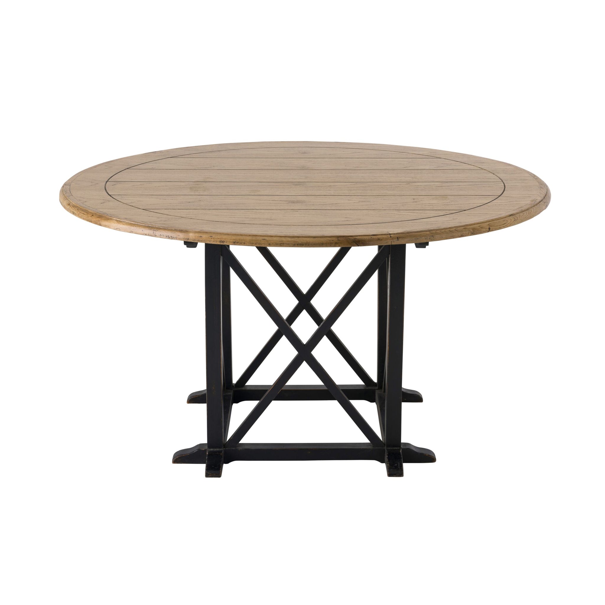 Provincial Oak Round Dining Table 140cm Distressed Black