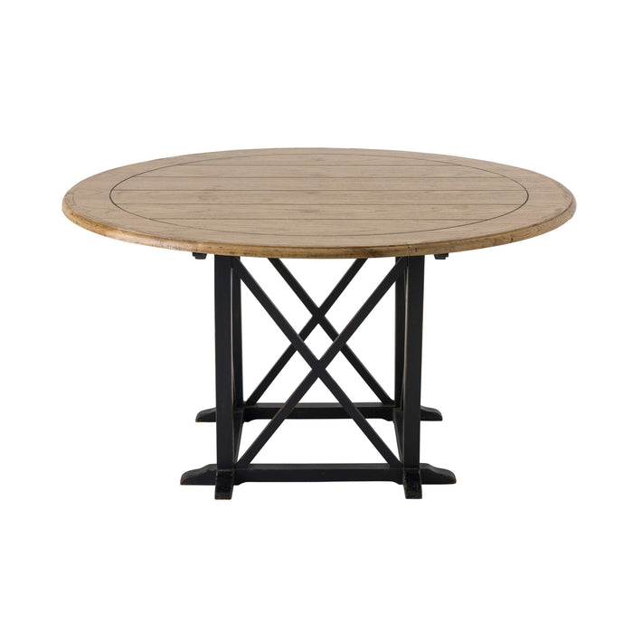 Provincial Oak Round Dining Table 140cm Distressed Black