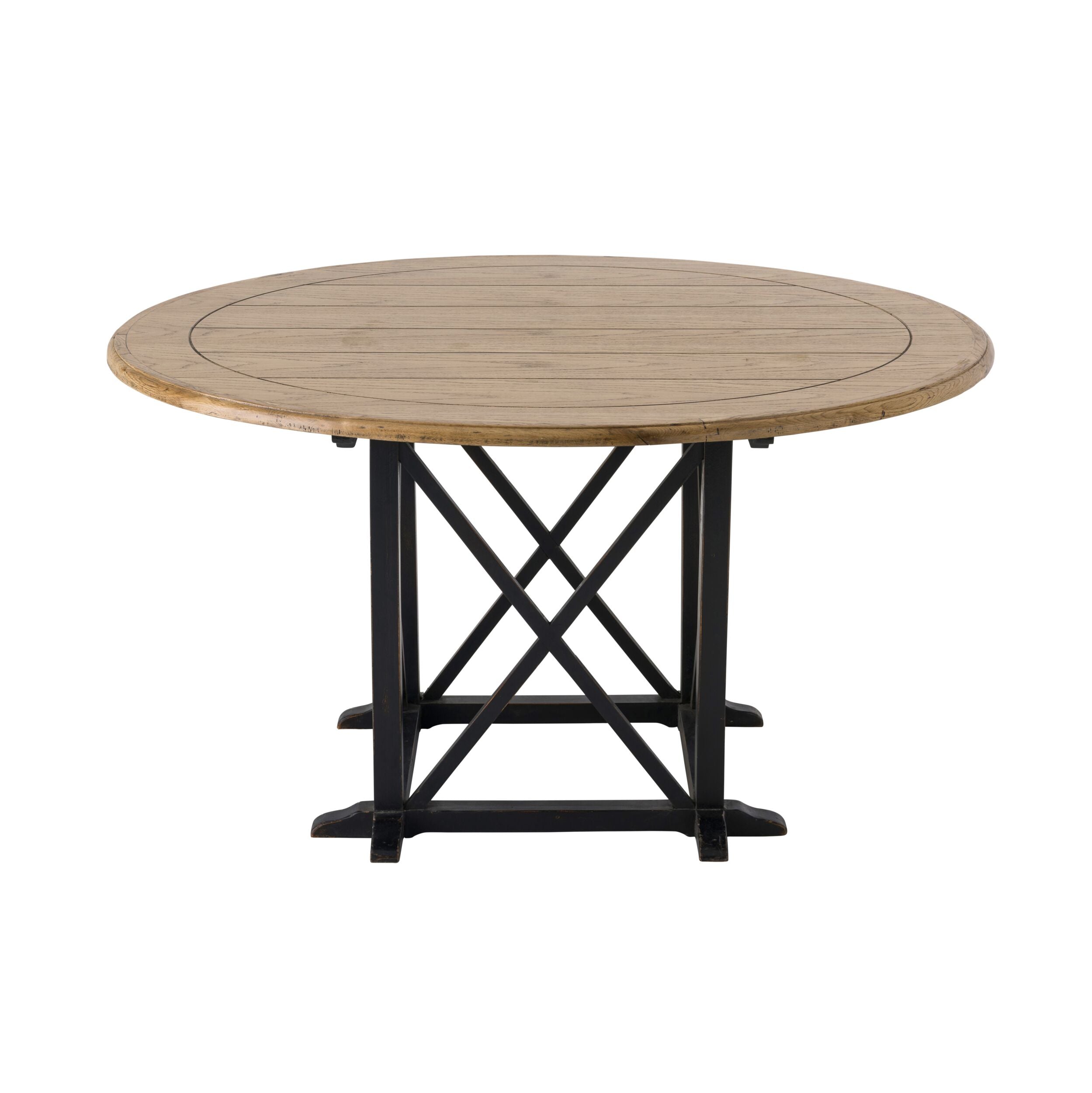 Provincial Oak Round Dining Table 1400mm Distressed Black