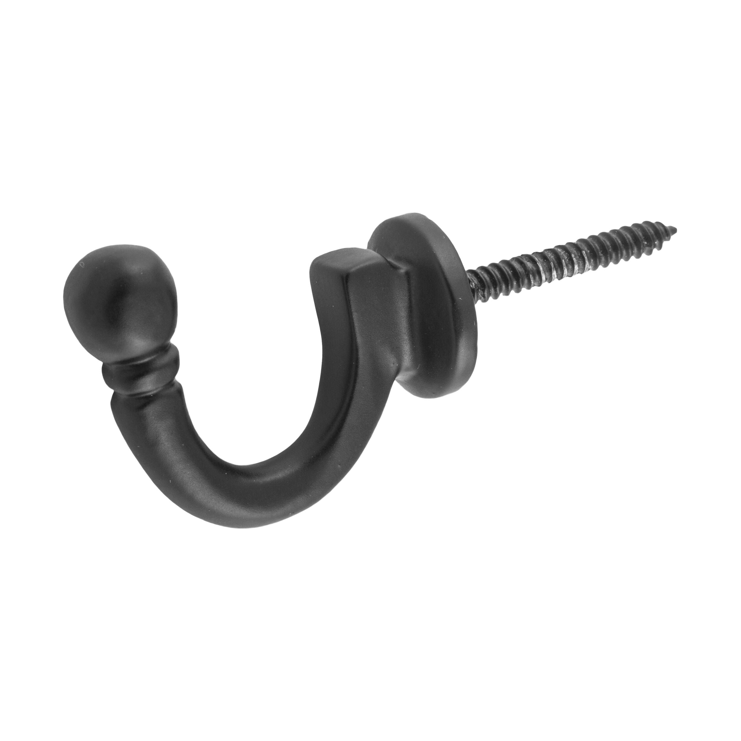 9682 Curtain Tie Back Hook Standard Matte Black P45mm