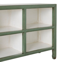 Sansha Low Pigeon Hole Bookcase Sage Green and White