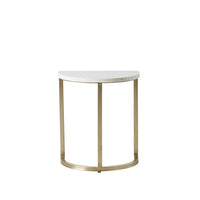 Bone Inlay Half Moon Side Table Beige with Gold Frame 44cm