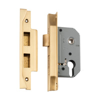 4053 Mortice Lock Euro Rebated Satin Brass CTC47.5mm Backset 46mm