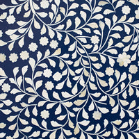 Bone Inlay Round Coffee Table Blue with Gold Frame 75cm